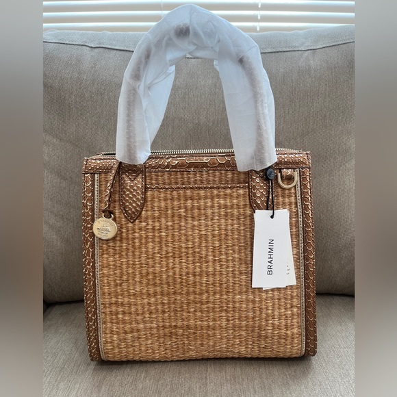 New Brahmin Small Caroline Honey Brown Sandalwood Genuine Leather Handbag - Picture 1 of 6